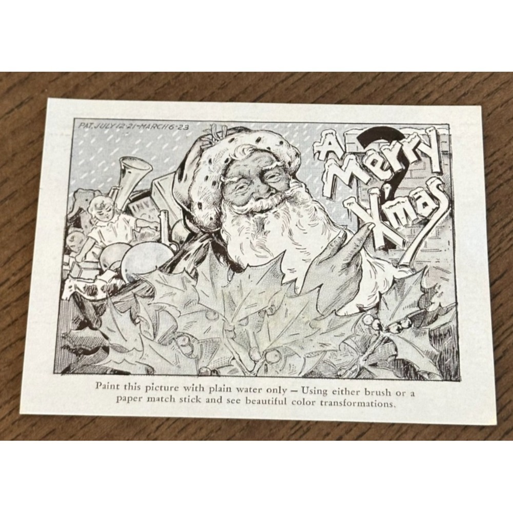 1923 Weber Baking‎ Co. World's Greeting Christmas Santa Water Magic Paint Card